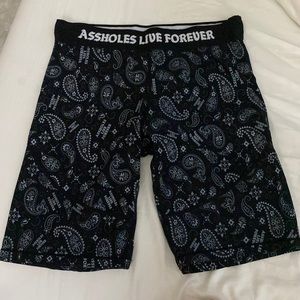 ALF assholes live forever womens biker shorts black paisley bandana print Med